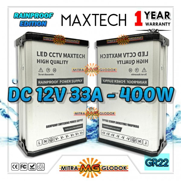 Power Supply Trafo LED CCTV DC 12V 33.3A | 400W (Medium Quality) - Rainproof